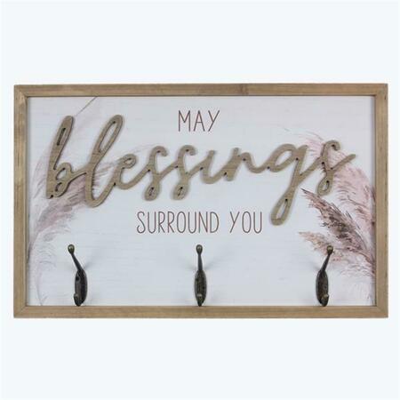 YOUNGS Wood Blessings Wall Sign with Hooks 21786